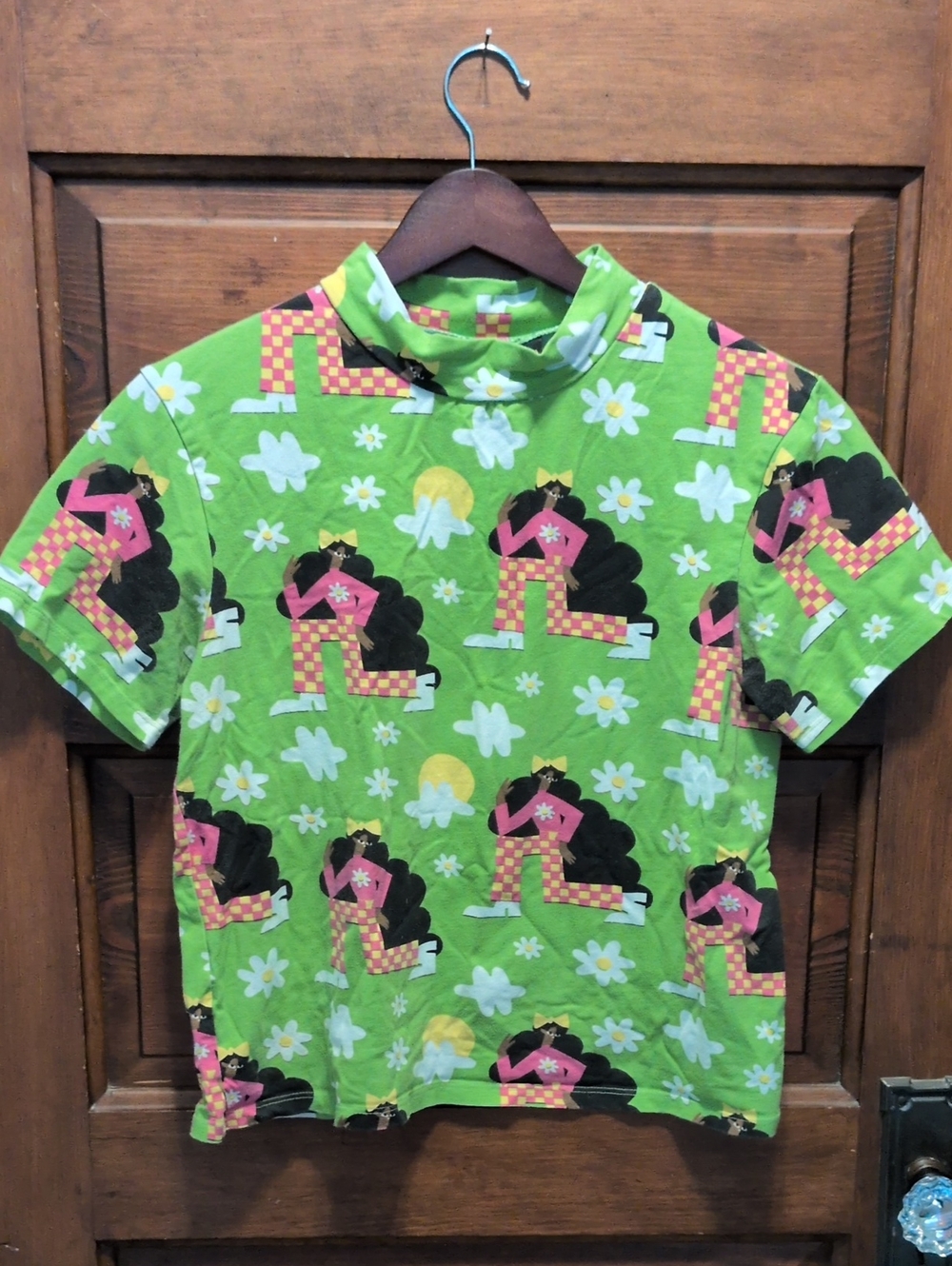Nooworks checkered Ladies Mock Neck Sz XL